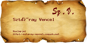 Sztáray Vencel névjegykártya